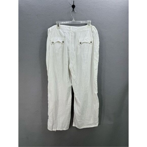 Tommy Hilfiger Y2K Womens White Linen Straight Zip Leg Cargo Pants Size 16 - Picture 7 of 12